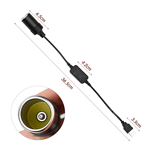 Aprilye USB A Plug to 12 V Car Cigarette Lighter