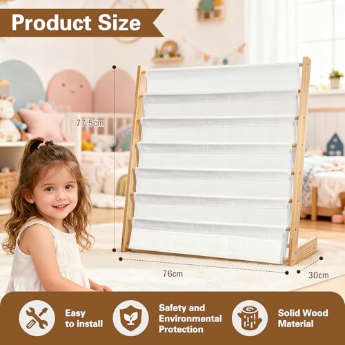 ECHOBUY Children's Bookcase with 6 Open Fabric Compartments